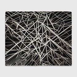 Плед флисовый Белые хаотичные линии на чёрном фоне, цвет: 3D-велсофт
