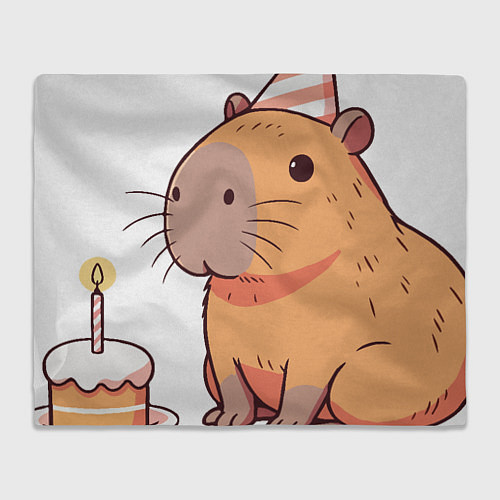 Плед Капибара с тортом день рождения cappy birthday / 3D-Велсофт – фото 1