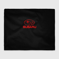 Плед флисовый Subaru red logo, цвет: 3D-велсофт