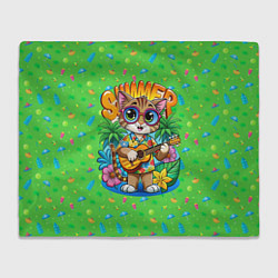 Плед Кот играет на гитаре летом