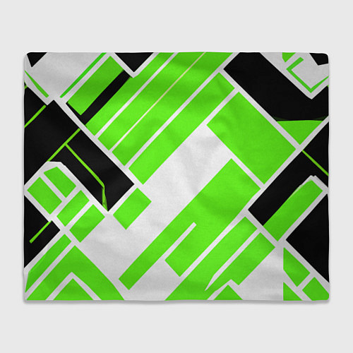 Плед Зелёные широкие линии на белом фоне / 3D-Велсофт – фото 1