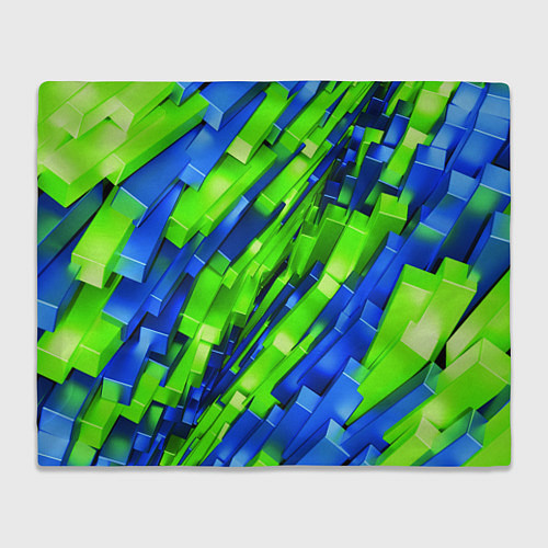 Плед Сине-зеленые наклонные блоки / 3D-Велсофт – фото 1