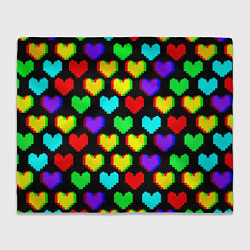 Плед флисовый Сердечки глитч паттерн, цвет: 3D-велсофт
