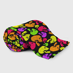 Плед флисовый Разноцветные черепа узор, цвет: 3D-велсофт — фото 2
