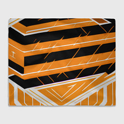 Плед флисовый Чёрно-белые полосы на оранжевом фоне, цвет: 3D-велсофт