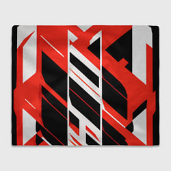 Плед флисовый Black and red stripes on a white background, цвет: 3D-велсофт