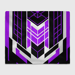 Плед флисовый Purple and black stripes on a white background, цвет: 3D-велсофт