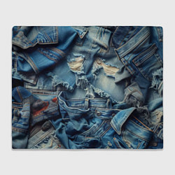 Плед флисовый Denim rags - fashion trend, цвет: 3D-велсофт