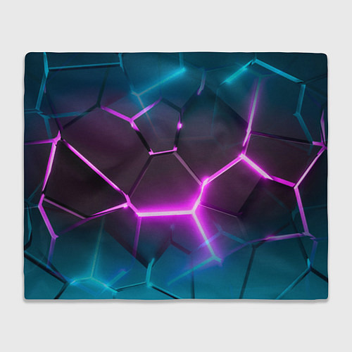 Плед Голубые и розовые неоновые плиты в разломе / 3D-Велсофт – фото 1