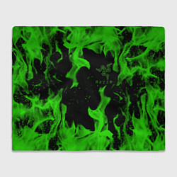 Плед флисовый Razer зелёный огонь, цвет: 3D-велсофт