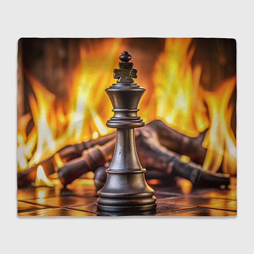 Плед Шахматы - король на фоне огня / 3D-Велсофт – фото 1