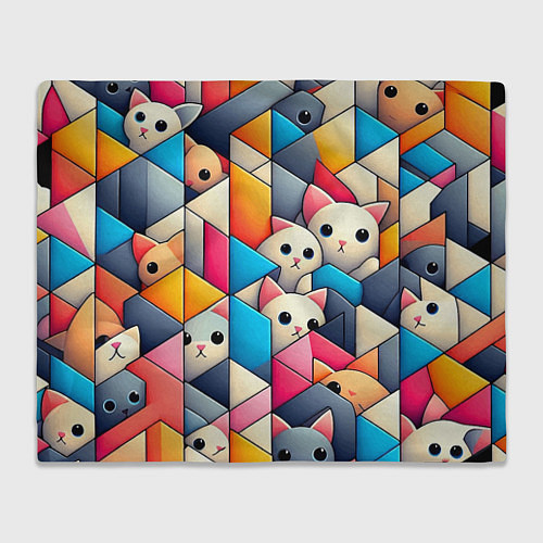 Плед Geometric pattern with kittens - ai art / 3D-Велсофт – фото 1