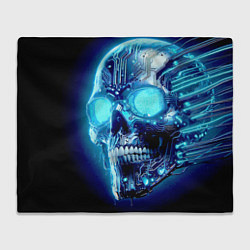 Плед Neon cyber skull - ai art