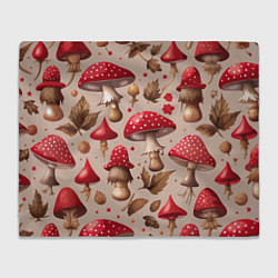 Плед флисовый Грибные шляпки мухоморов, цвет: 3D-велсофт