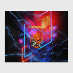 Плед флисовый Cyberpunk logo - neon geometry, цвет: 3D-велсофт