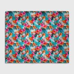 Плед флисовый Летний гавайский паттерн, цвет: 3D-велсофт