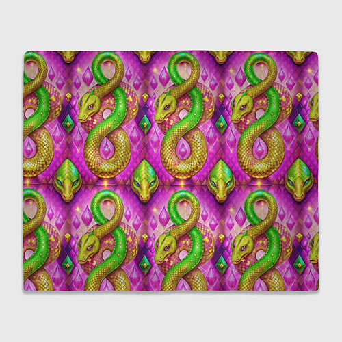 Плед Желто-зеленые змеи паттерн / 3D-Велсофт – фото 1