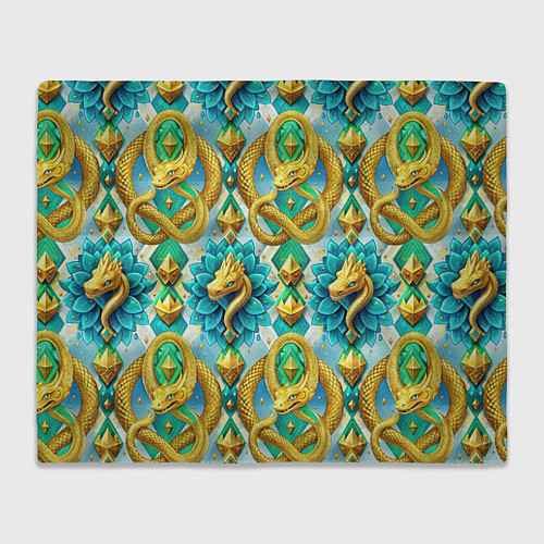 Плед Золотистые змеи и цветы / 3D-Велсофт – фото 1