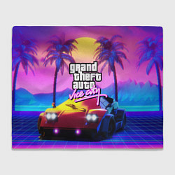 Плед флисовый Vice city retro wave Lambo, цвет: 3D-велсофт