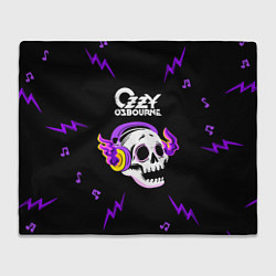Плед флисовый Ozzy Osbourne неоновый череп, цвет: 3D-велсофт