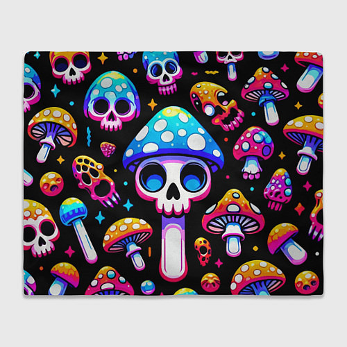 Плед Ice cream skull and fly agaric - ai art fantasy / 3D-Велсофт – фото 1