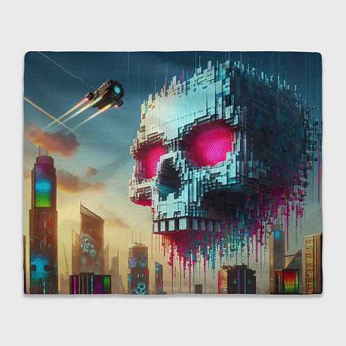 Плед Cool pixel skull - ai art fantasy / 3D-Велсофт – фото 1