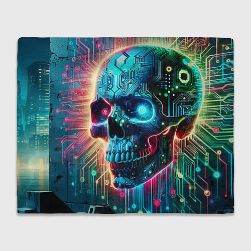 Плед Cool cyber skull - neon glow / 3D-Велсофт – фото 1