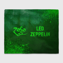 Плед флисовый Led Zeppelin - green gradient по-горизонтали, цвет: 3D-велсофт