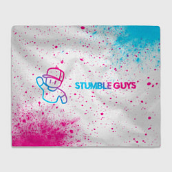 Плед флисовый Stumble Guys neon gradient style по-горизонтали, цвет: 3D-велсофт