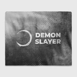 Плед флисовый Demon Slayer - grey gradient по-горизонтали, цвет: 3D-велсофт