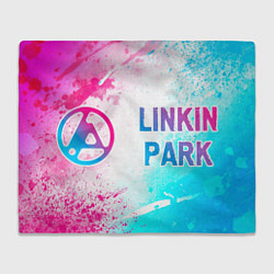 Плед флисовый Linkin Park 2024 neon gradient style по-горизонтал, цвет: 3D-велсофт