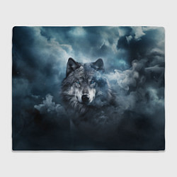 Плед флисовый Волк ночью под луной, цвет: 3D-велсофт