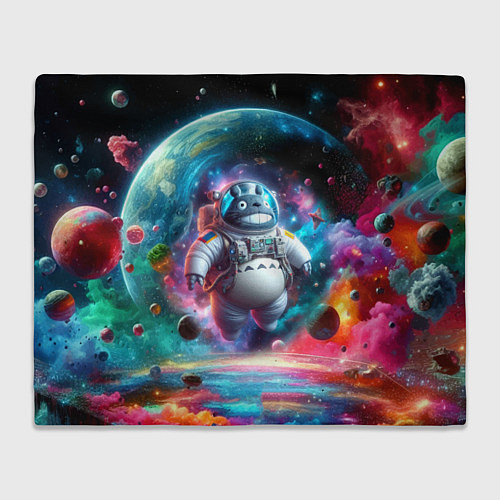 Плед Astronaut Totoro in neon space - ai art fantasy / 3D-Велсофт – фото 1