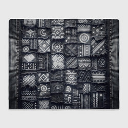 Плед Африканские узоры на пэчворк дениме