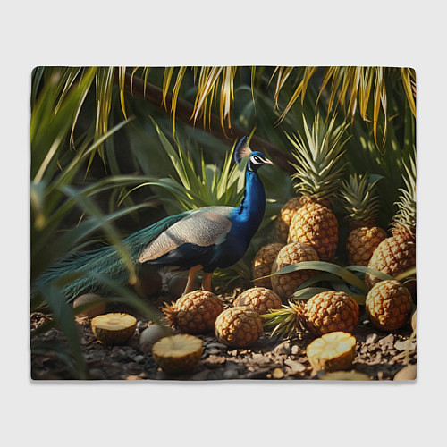 Плед Павлин стоящий рядом с ананасами / 3D-Велсофт – фото 1