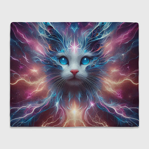 Плед Fantastic blue-eyed neon kitten / 3D-Велсофт – фото 1