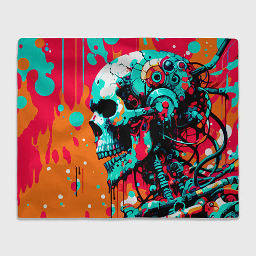 Плед Cyber skull sketch - ai art fantasy / 3D-Велсофт – фото 1