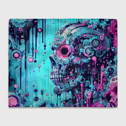 Плед флисовый Cyber skull - blots sketch, цвет: 3D-велсофт