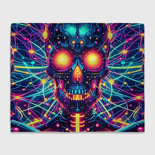 Плед Neon skull - ai art fantasy / 3D-Велсофт – фото 1