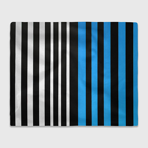 Плед Вертикальные полосы триколор синий / 3D-Велсофт – фото 1