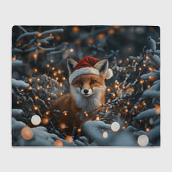 Плед флисовый Лисица и новогодняя гирлянда, цвет: 3D-велсофт