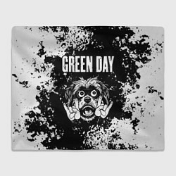 Плед флисовый Green Day рок пес, цвет: 3D-велсофт