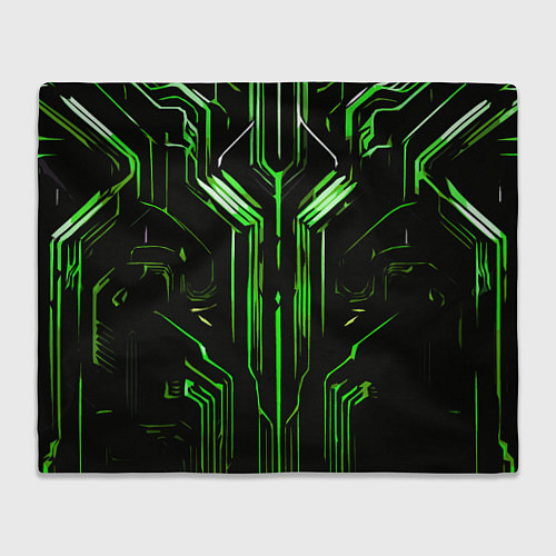 Плед Green stripes on a black background / 3D-Велсофт – фото 1