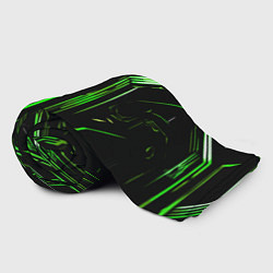 Плед флисовый Green stripes on a black background, цвет: 3D-велсофт — фото 2