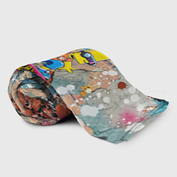 Плед флисовый Bart Simpson on a skateboard - graffiti, цвет: 3D-велсофт — фото 2