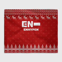 Плед флисовый Новогодний Enhypen с оленями, цвет: 3D-велсофт