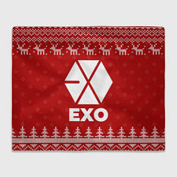 Плед флисовый Новогодний Exo с оленями, цвет: 3D-велсофт