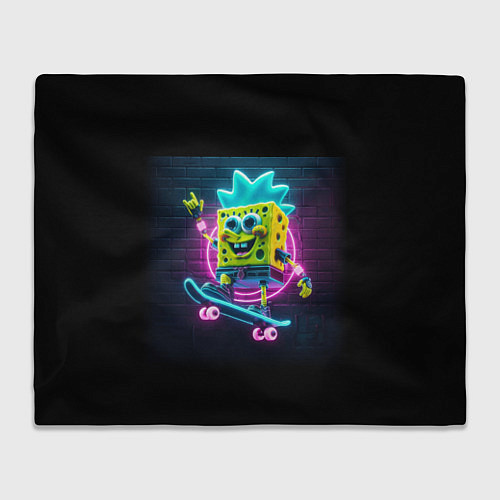 Плед Sponge Bob on a skateboard - ai art fantasy / 3D-Велсофт – фото 1