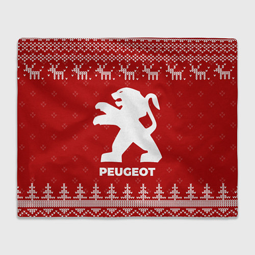 Плед Новогодний Peugeot с оленями / 3D-Велсофт – фото 1