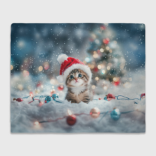 Плед Маленький котенок и елочные игрушки / 3D-Велсофт – фото 1